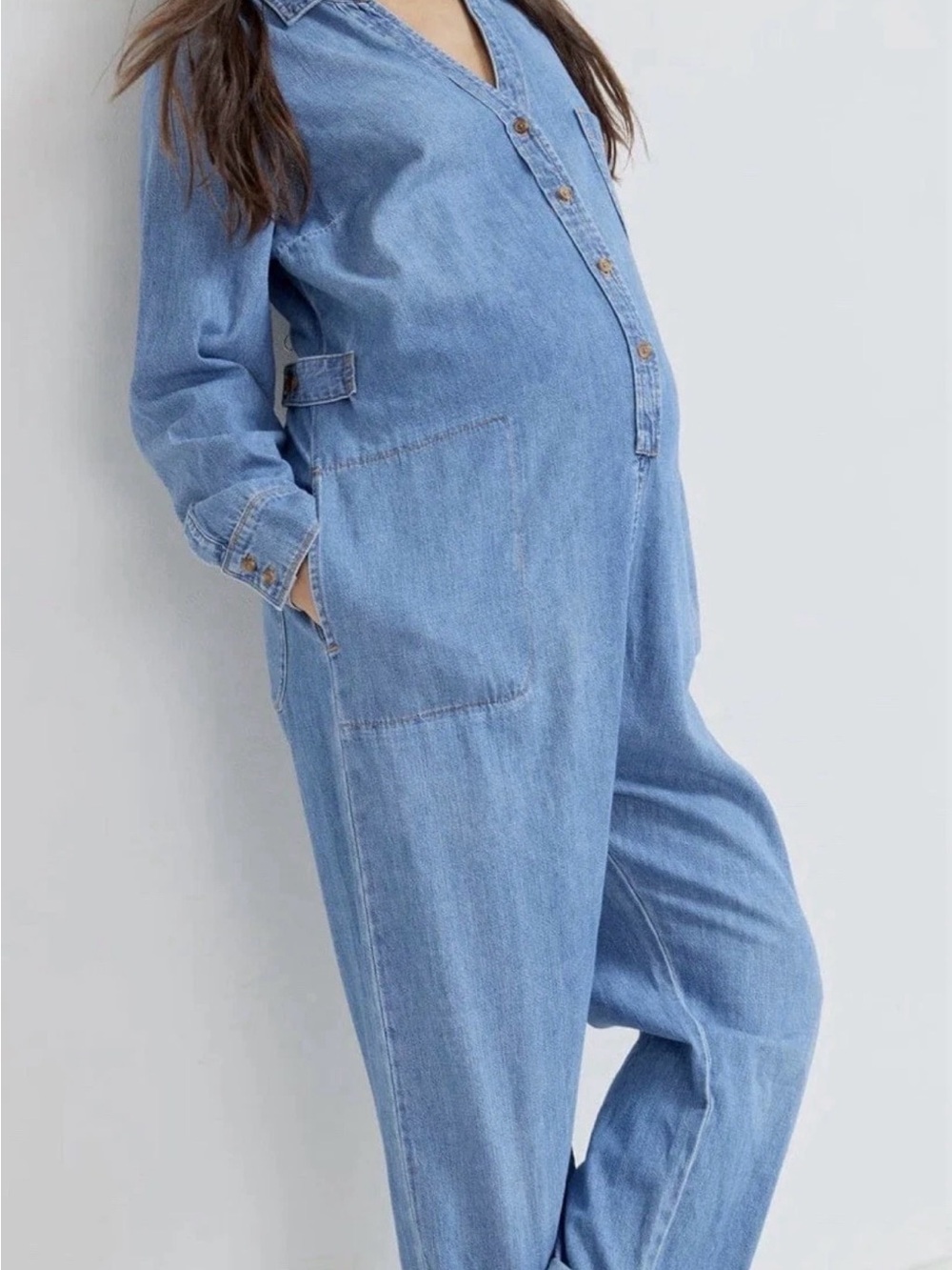 HATCH The 24/7 Denim Maternity & Nursing Jumpsuit - Size Large